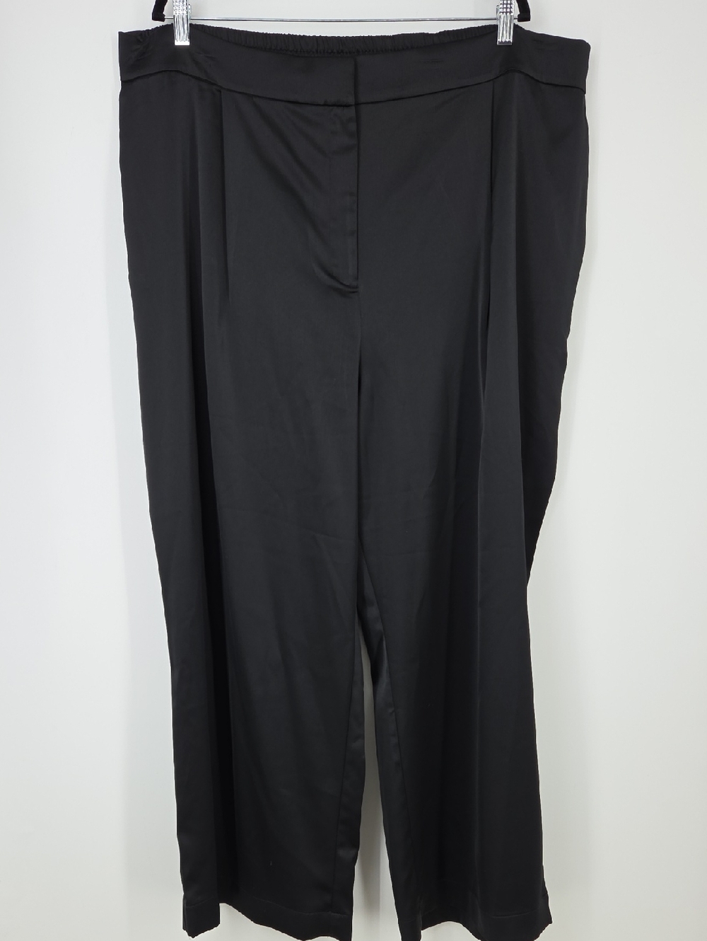 Classic Satin Black Wide-Leg Women's Trousers 3X